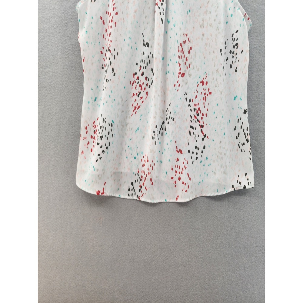 Apt. 9 Women Large White Abstract Print Sleeveless Quarter Zip High Low Blouse - Picture 9 of 14